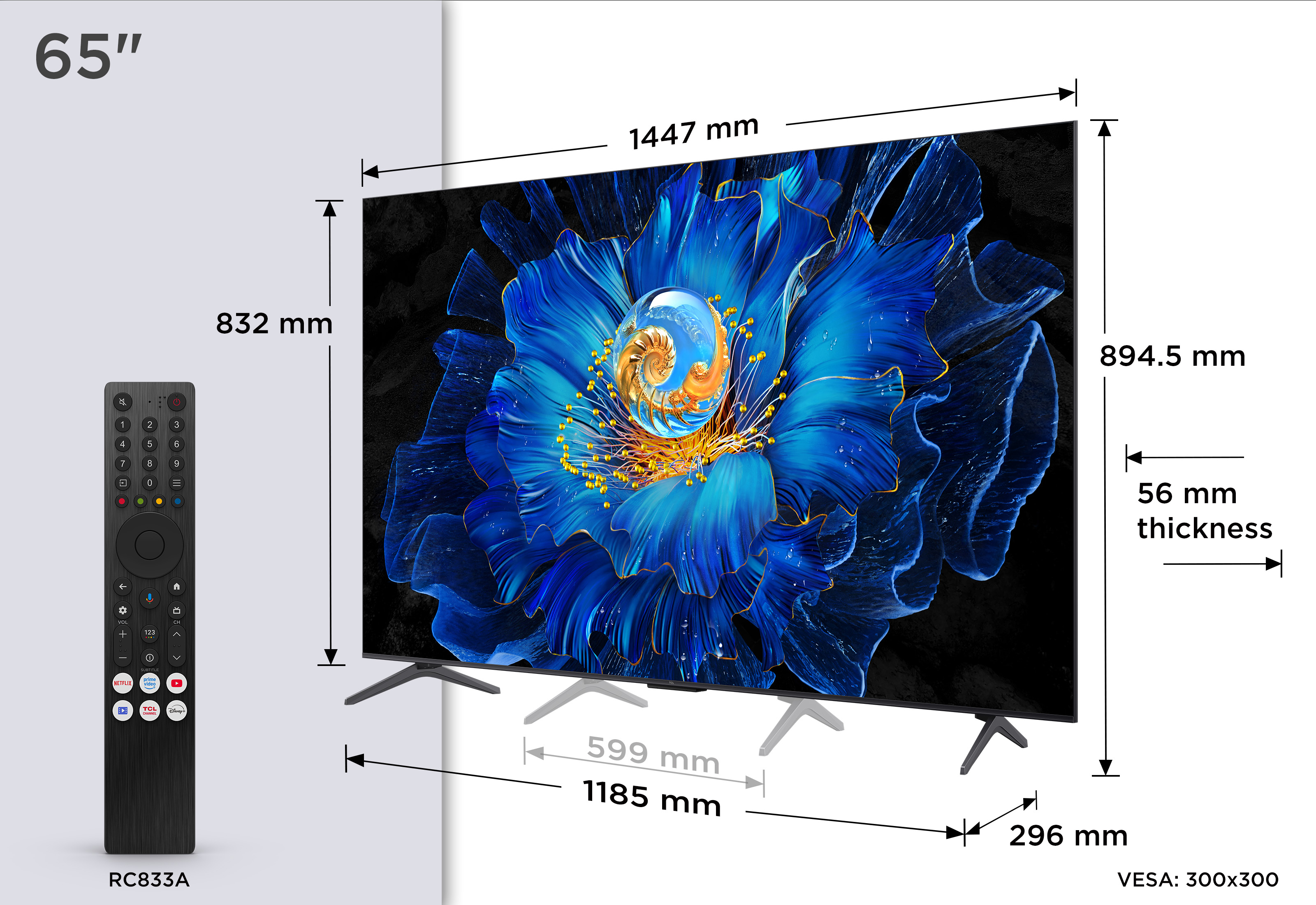 TCL 65C6KS Televizor 65" MiniLED 4K 60Hz Google TV, Crni