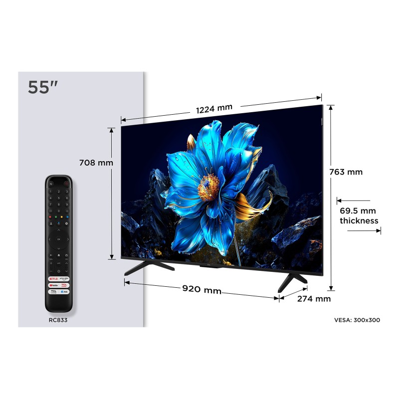 TCL 55P7K Televizor 55" 4K QLED TV 60 Hz Google TV