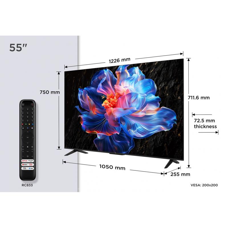 TCL 55V6C Televizor 55" 4K UHD Smart Google TV, Crni