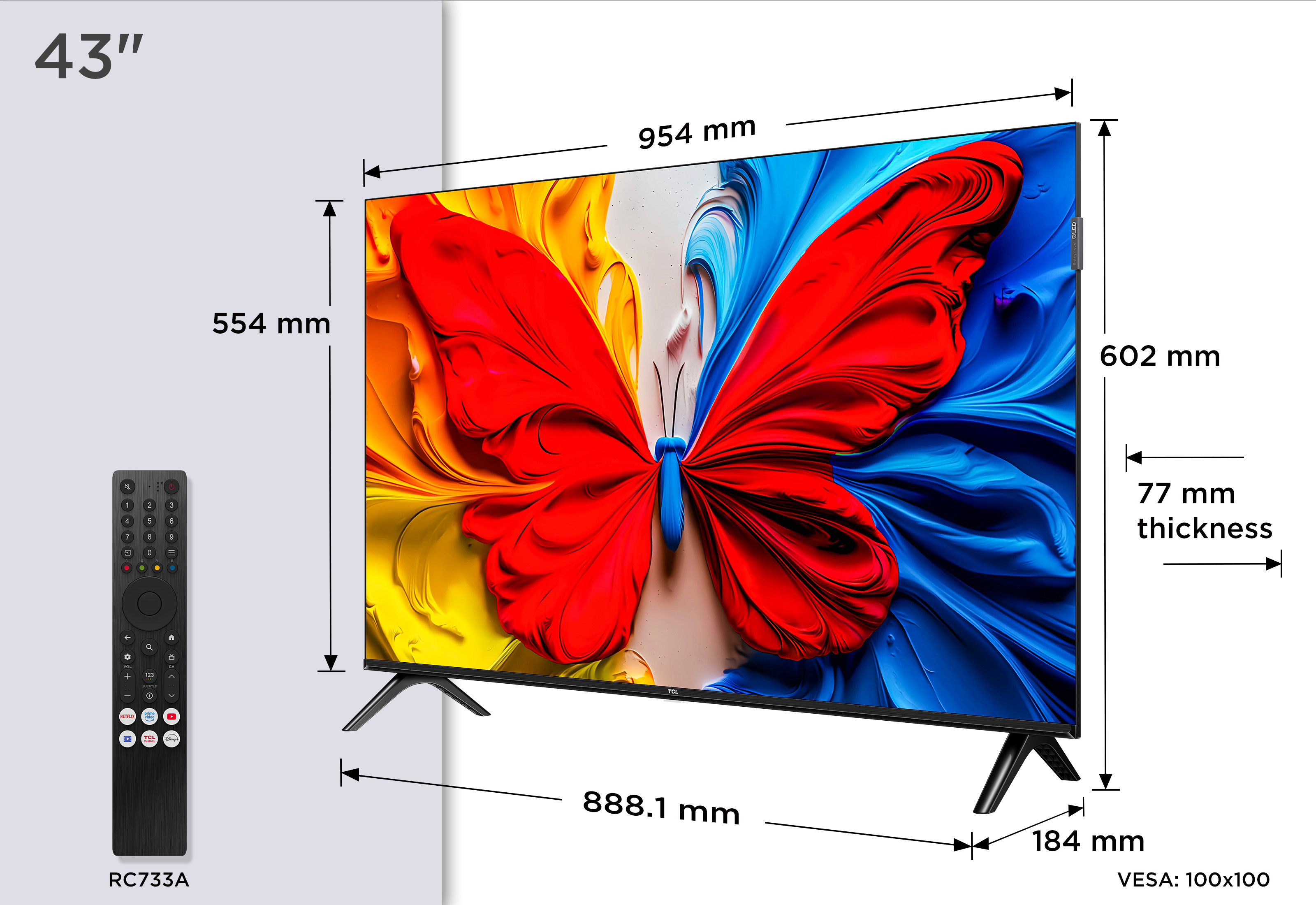 TCL 43S5K Televizor 43" QLED FullHD 60Hz Android TV, Crni