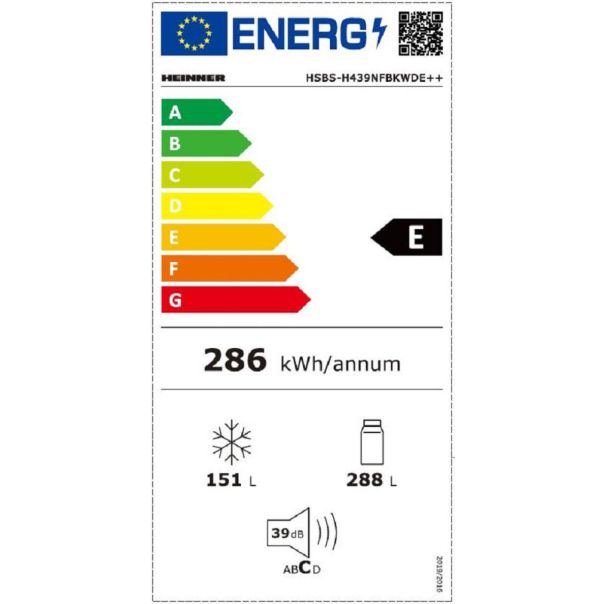 Heinner HSBS-H439NFBKWDE++ Side by Side Frizider 439l NoFrost dispanzer inverter