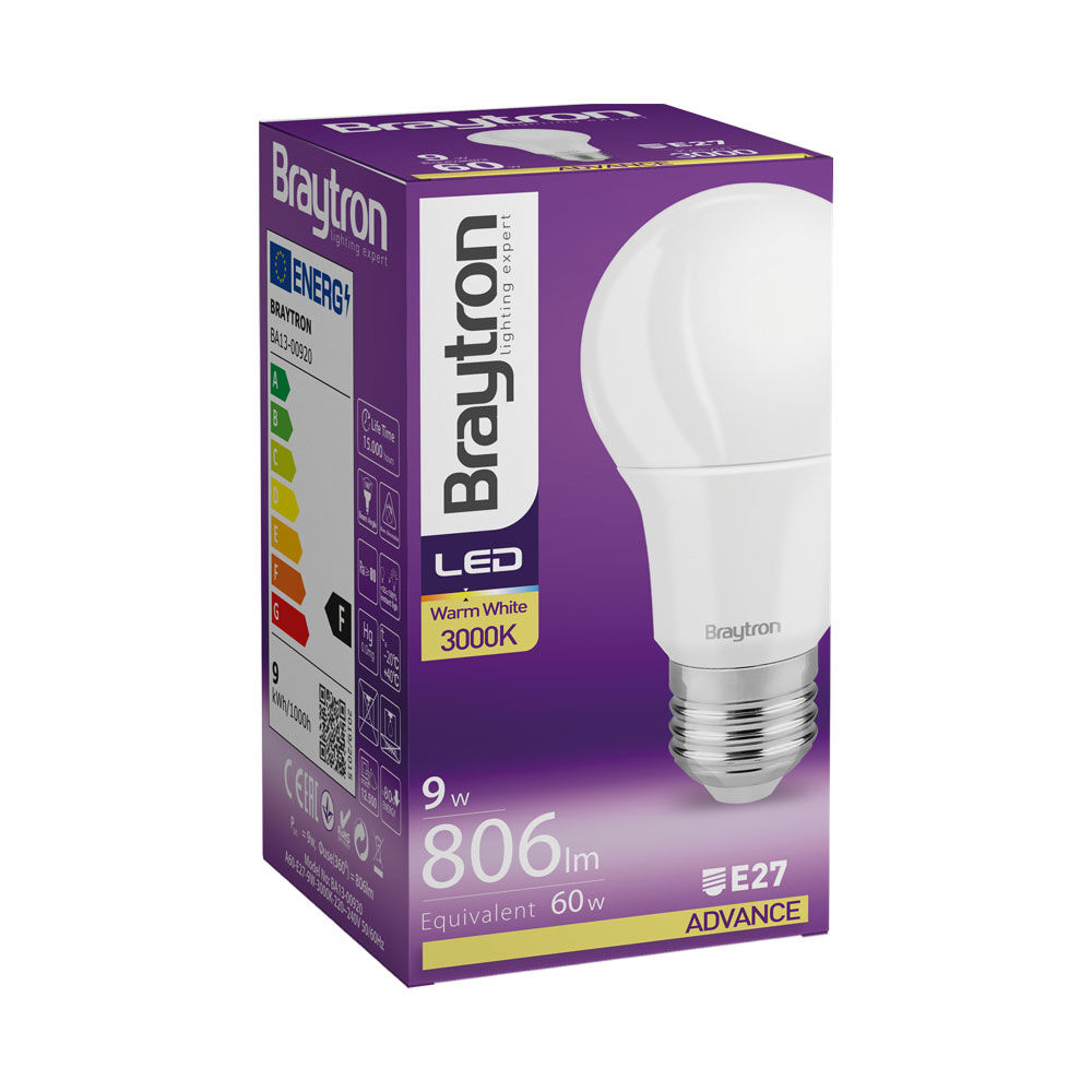 Braytron BRY-ADVANCE-9W-E27-A60-3000K LED sijalica