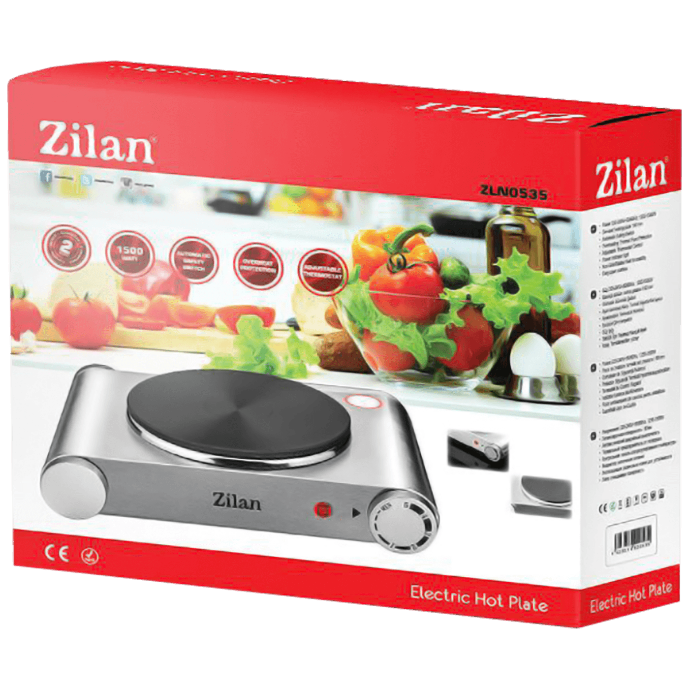 Zilan ZLN0535 Električni šporet 1 ploča 18 cm 1500 W, Srebrni