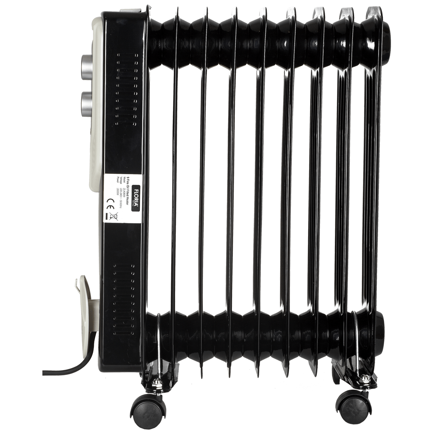 Floria ZLN3659 Uljani radijator 2000W 9 rebara, Crni