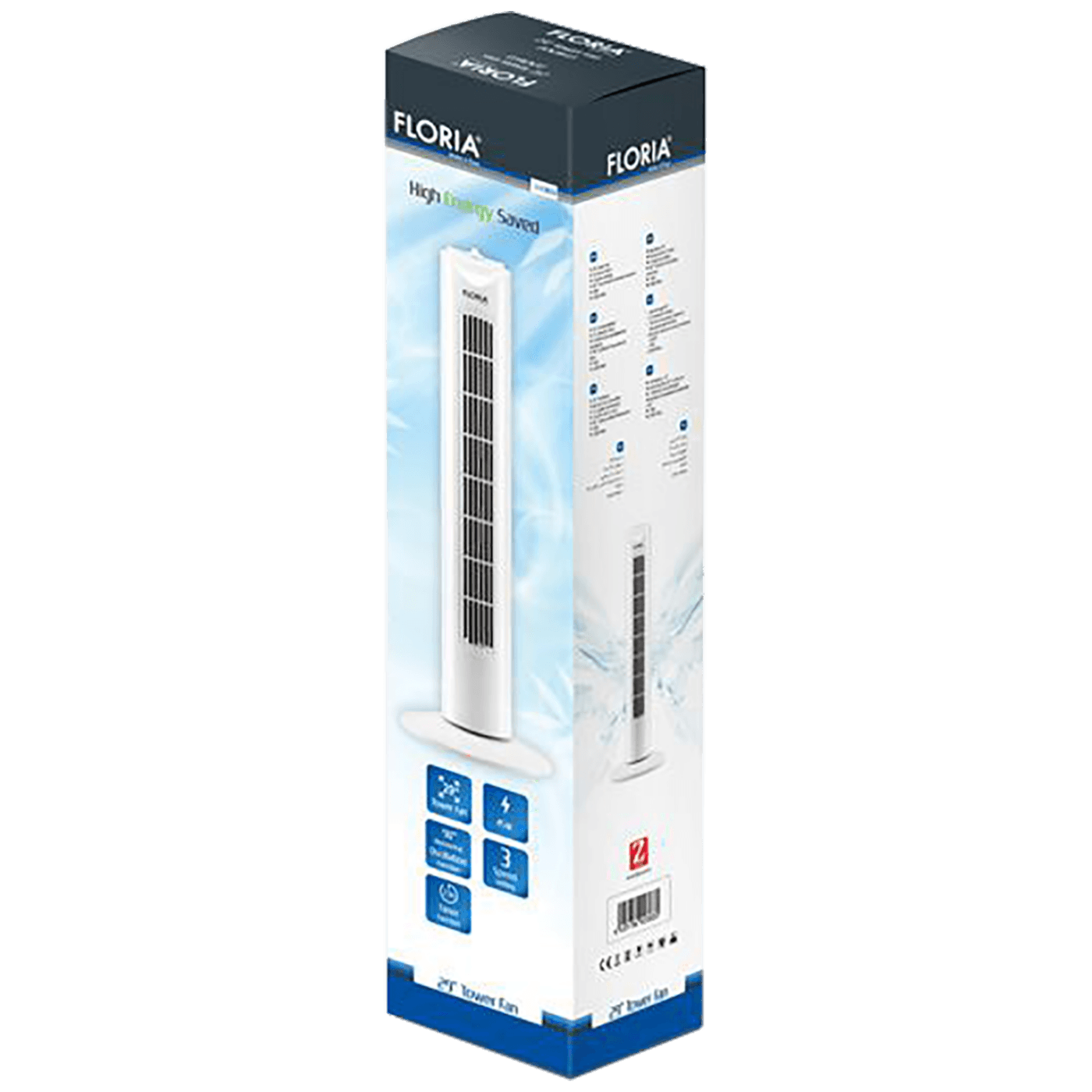 Floria ZLN3833 Stubni ventilator 45V 74 cm ±90°, Bela
