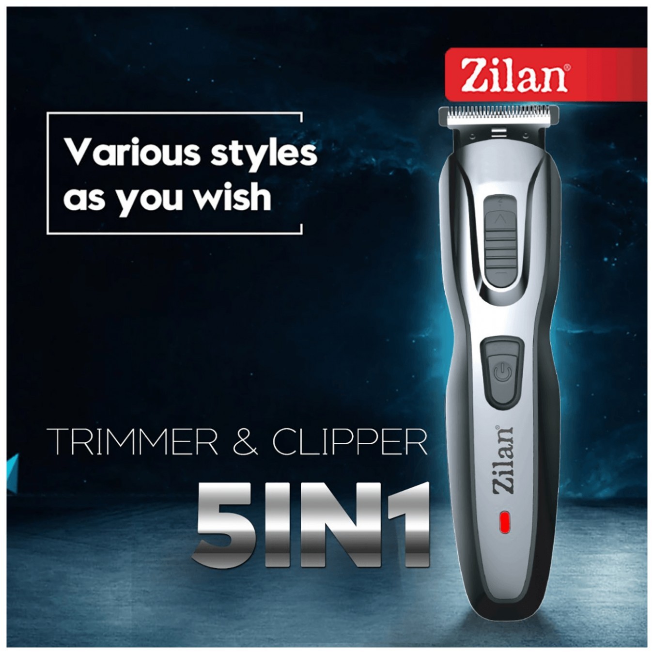 Zilan ZLN3857 Trimer za šišanje 5/1 Accu na baterije, Crni