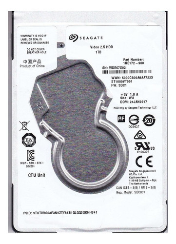 Seagate ST1000VT001 HDD 2.5" 1TB 5400RPM 128MB SATA3 (3999)
