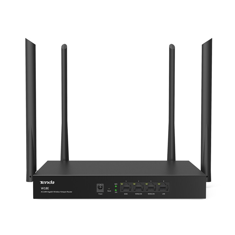 Tenda W18E bežični ruter Gigabitni ethernet Dva spektra (2,4GHz/5GHz), Crno