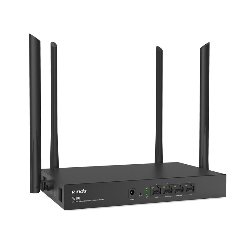 Tenda W18E bežični ruter Gigabitni ethernet Dva spektra (2,4GHz/5GHz), Crno