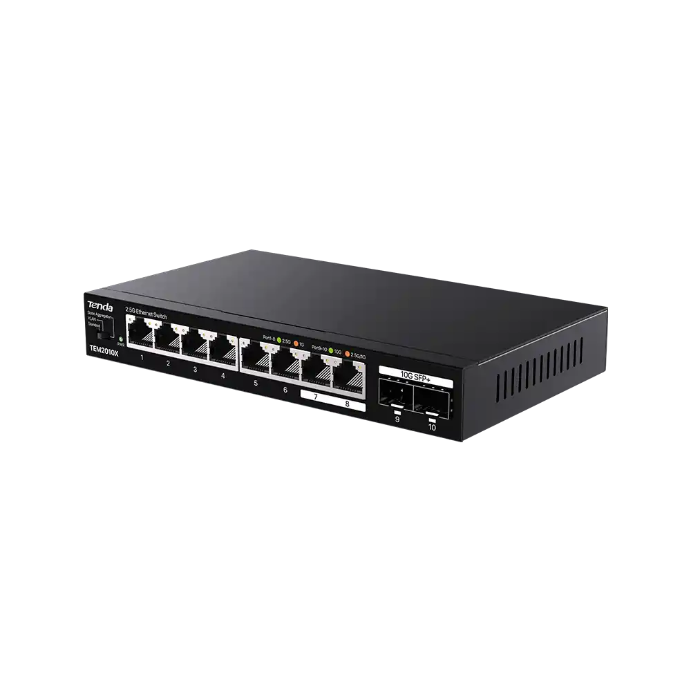 Tenda TEM2010X Mrežni switch 8 portova 2.5Gbps 2x 10G SFP+ Metalno kućište
