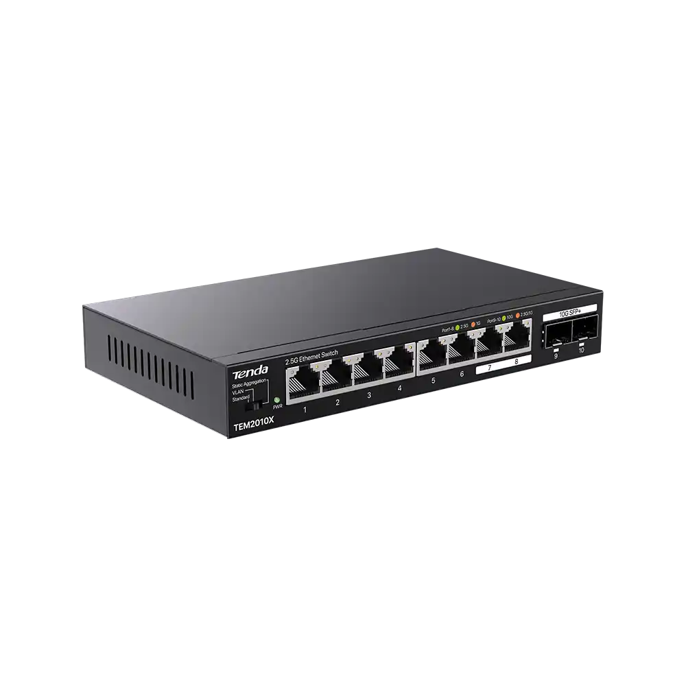 Tenda TEM2010X Mrežni switch 8 portova 2.5Gbps 2x 10G SFP+ Metalno kućište