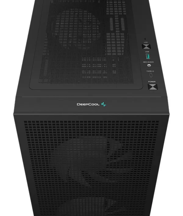 DeepCool CH360 Kućište DIGITAL ATX Bočno staklo Dual Status Display 2xLED 140mm +1x120mm USB-C, Crno