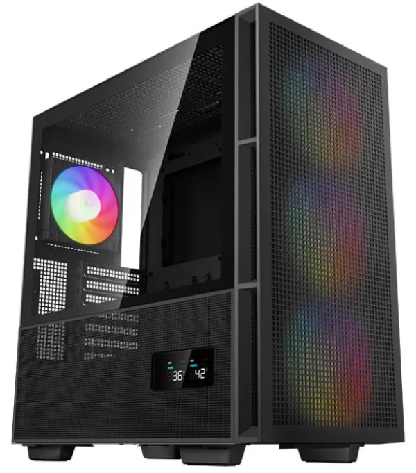 DeepCool CH560 Kućište DIGITAL ATX Bočno staklo Dual Status Display 3xLED 140mm +1x120mm USB-C, Crno