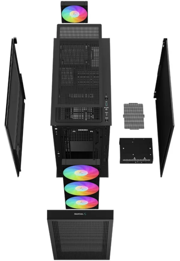 DeepCool CH560 Kućište DIGITAL ATX Bočno staklo Dual Status Display 3xLED 140mm +1x120mm USB-C, Crno