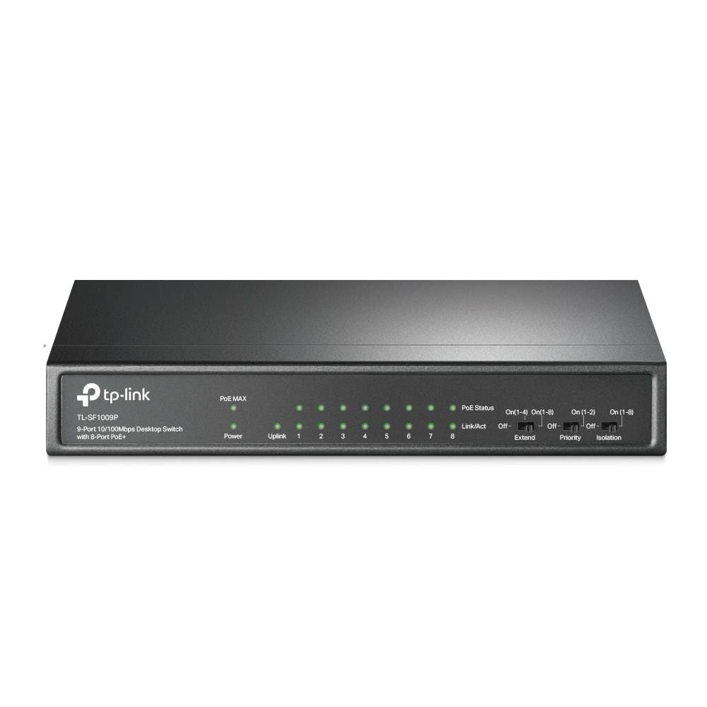 TP-Link TL-SF1009P/8×PoE+ Switch 9-port, Crni