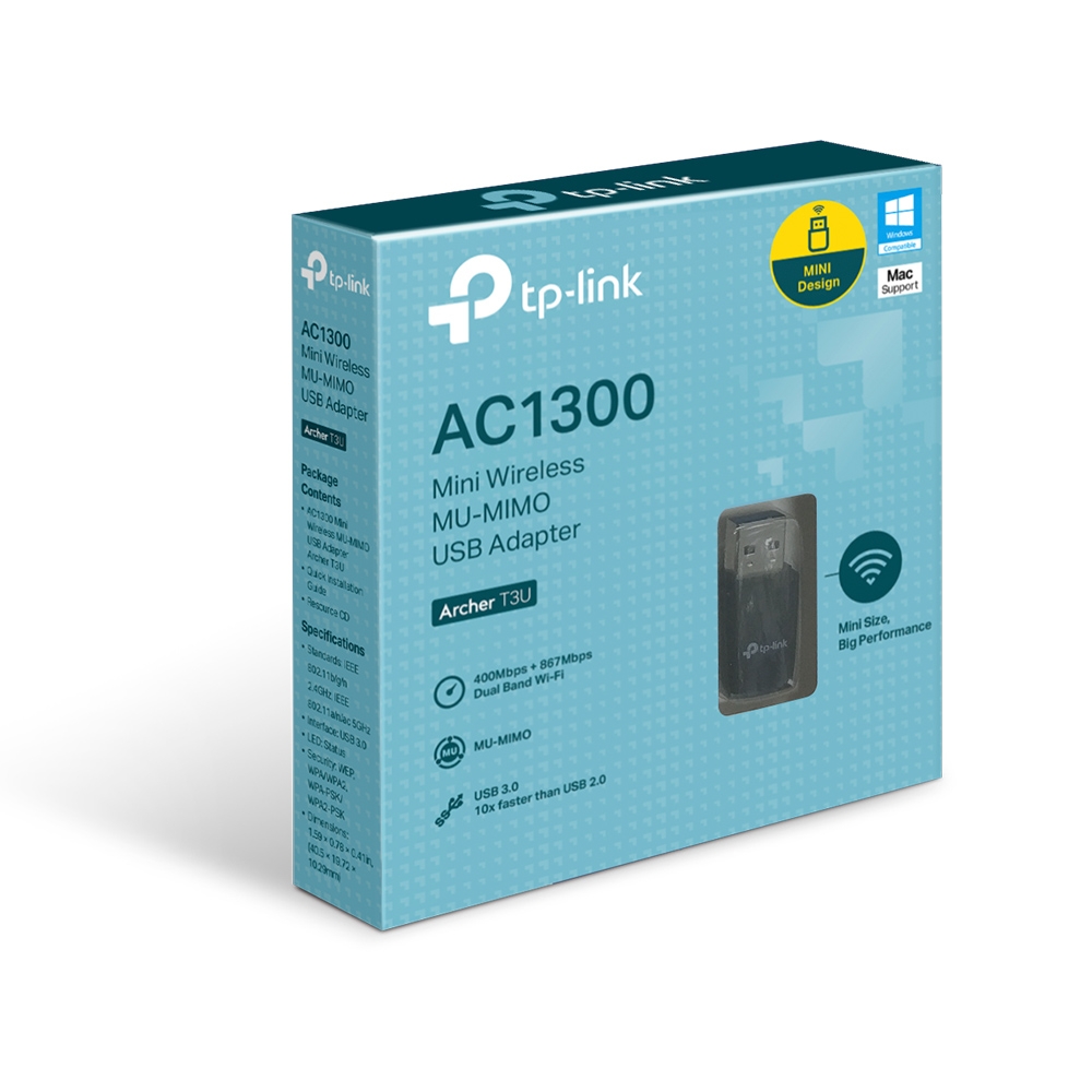 TP-Link ARCHER T3U Bežični adapter Wi-Fi AC1300 867Mbps 433Mbps interna antena, Crni