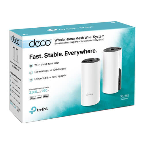 TP-Link Deco M4 Mesh WiFi sistem AC1200Mb/s AC1200/867Mbps/300Mbps/2xGLAN/2 rutera M4R u pakovanju