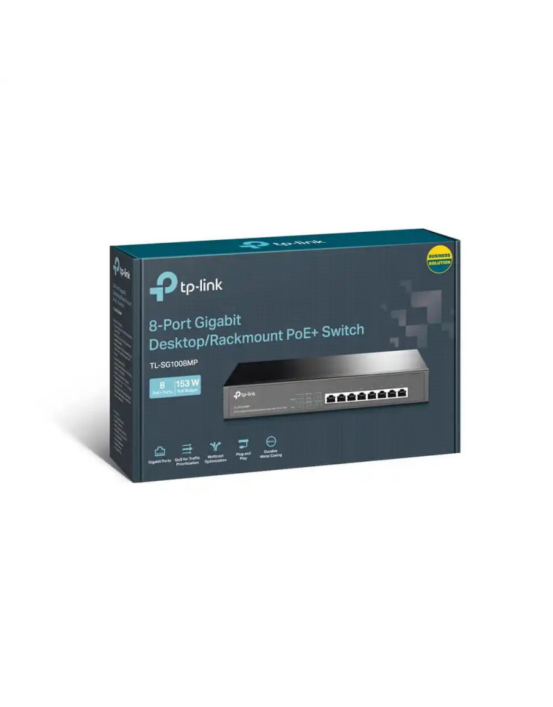 TP-Link TL-SG1008MP Switch Gigabit, Sivi