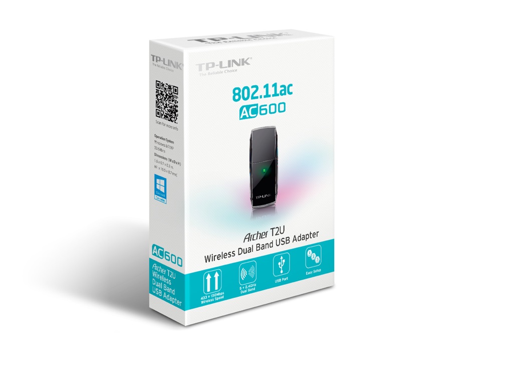 TP-Link ARCHER T2U Bežični adapter Wi-Fi AC600 433Mbps 200Mbps interna antena, Crni