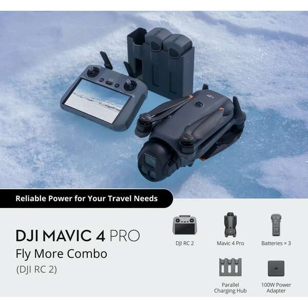 DJI Mavic 4 Pro Fly More Combo RC2 Dji Dron, Sivi