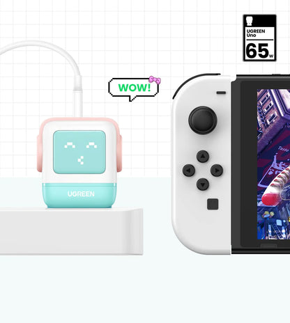 UGREEN CD361 Uno GaN mrežni punjač 65W (2x USB-C + 1x USB-A) tirkizni