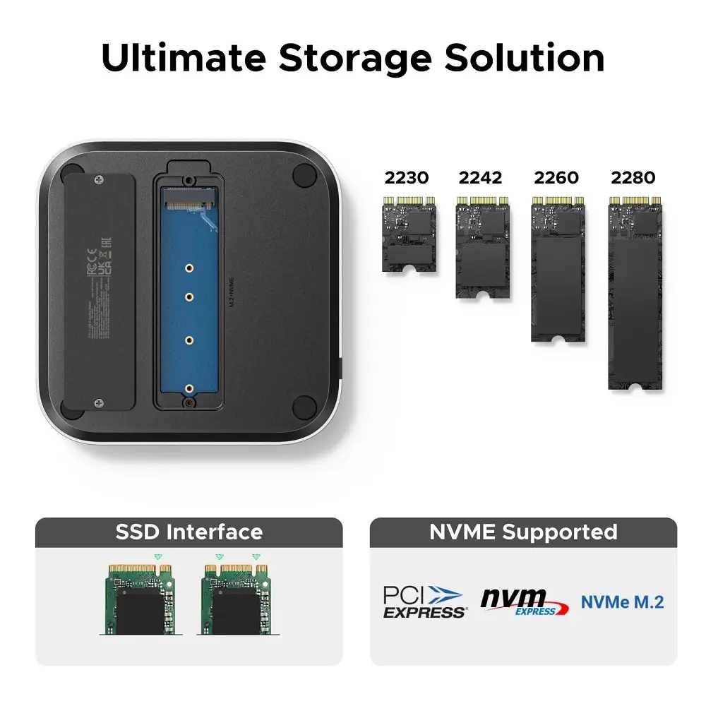 UGREEN CM841 Docking Station za Mac mini M4 11-u-1 NVMe SSD slot, Srebrne boje