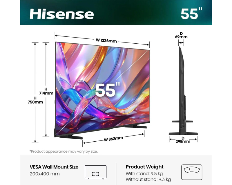 Hisense 55E7S TV 55" 4K UHD KLED Smart TV 60Hz VIDAA OS