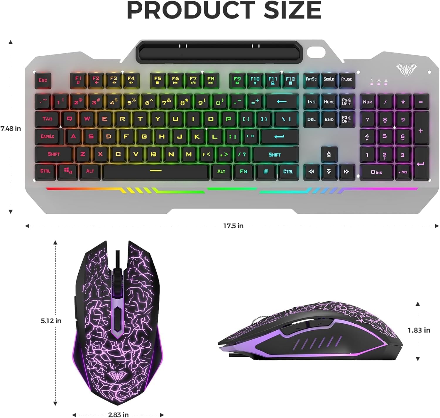 AULA T102 gaming combo 2u1 tastatura I mis RGB metalna