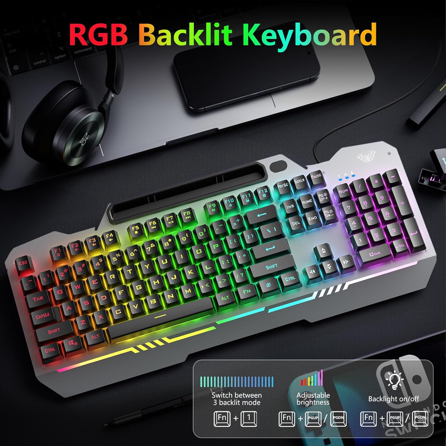 AULA T102 gaming combo 2u1 tastatura I mis RGB metalna