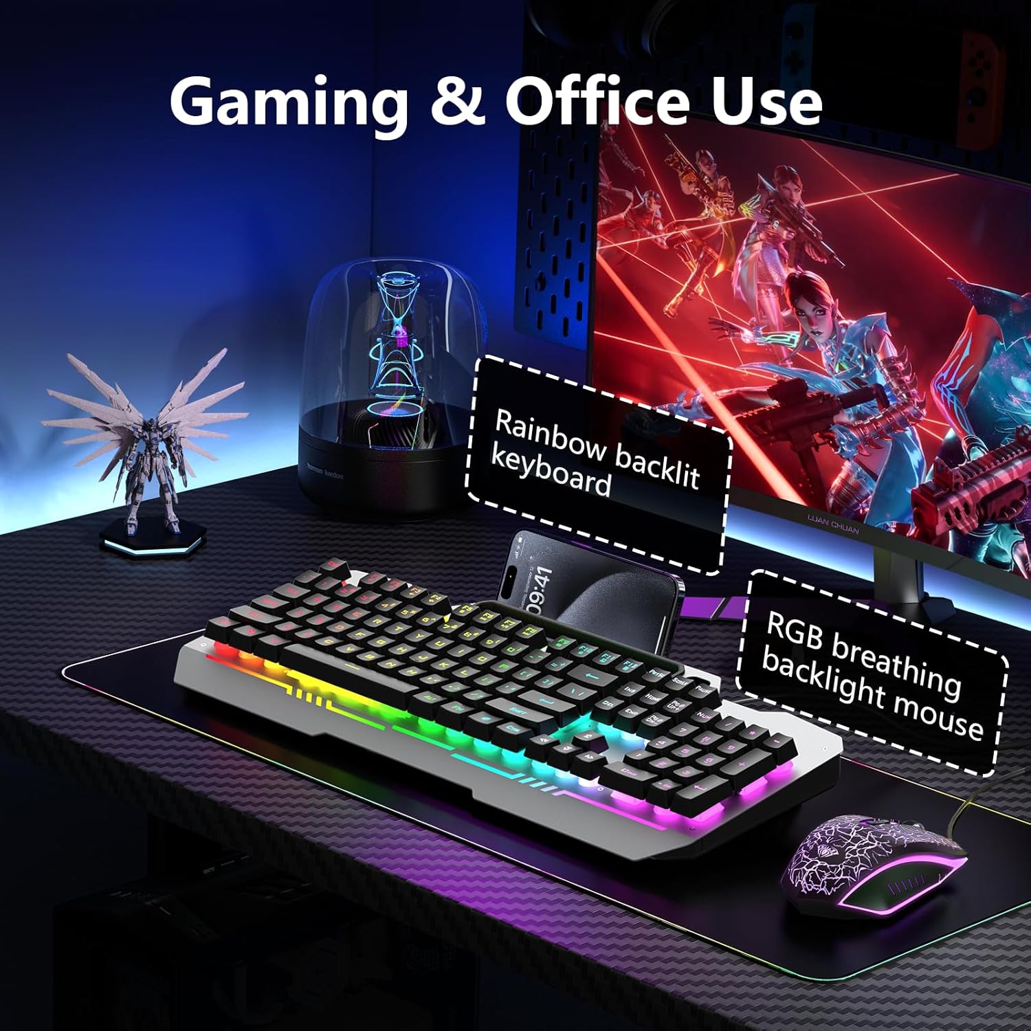 AULA T102 gaming combo 2u1 tastatura I mis RGB metalna