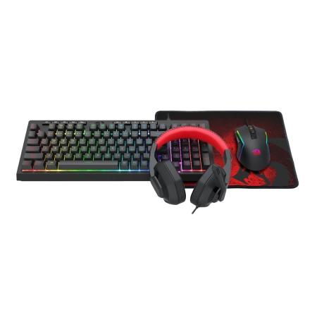 Redragon Combo S149 Set geјmerska tastatura, miš, slušalice i podloga, Crveno-crni