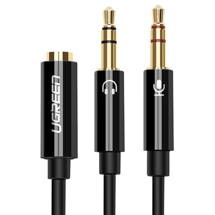 UGREEN AUX kabl F/M2x3.5mm 0.2m AV140, Crni