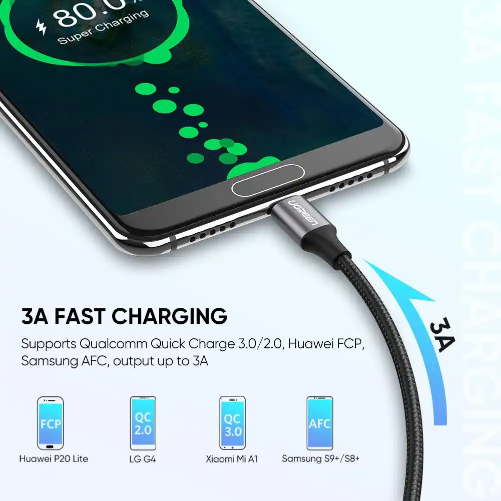 UGREEN US288 Kabl USB tipe C USB-A 2.0 2 m, Crni