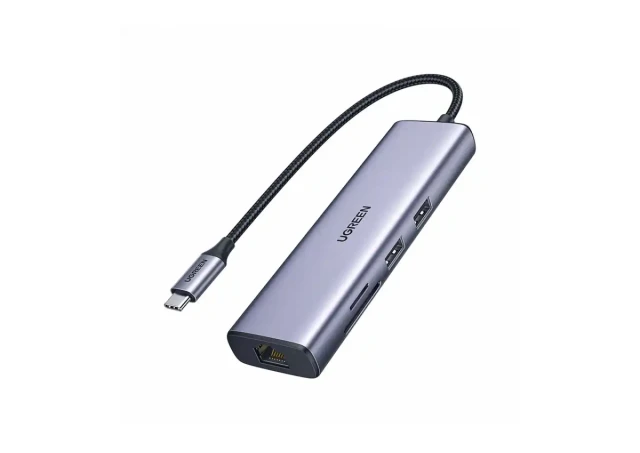 UGREEN Adapter konverter Tip C 7/1 USB 3.0x2 Ethernet RJ45 HDMI 4K 30HZ PD 100W SD TF