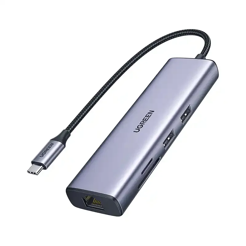 UGREEN Adapter konverter Tip C 7/1 USB 3.0x2 Ethernet RJ45 HDMI 4K 30HZ PD 100W SD TF