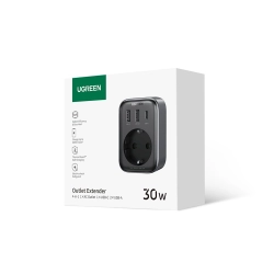 UGREEN CD314 2u1 mrežni punjač + EU AC adapter 13A 30W (2x USB-A + USB-C) crni