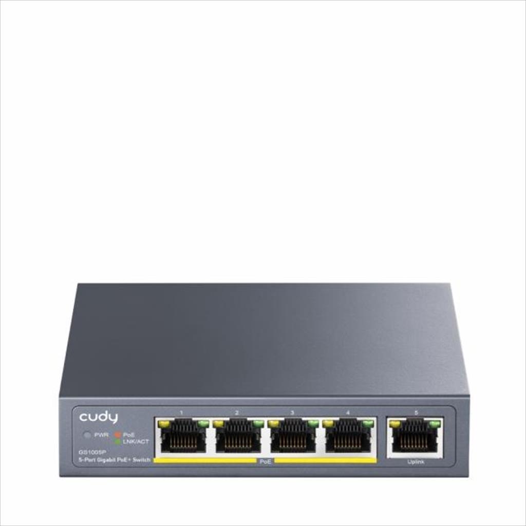 Cudy 60 GS1005P mrežni svič sa 5 gigabitnih portova 4xPOE+ Uplink