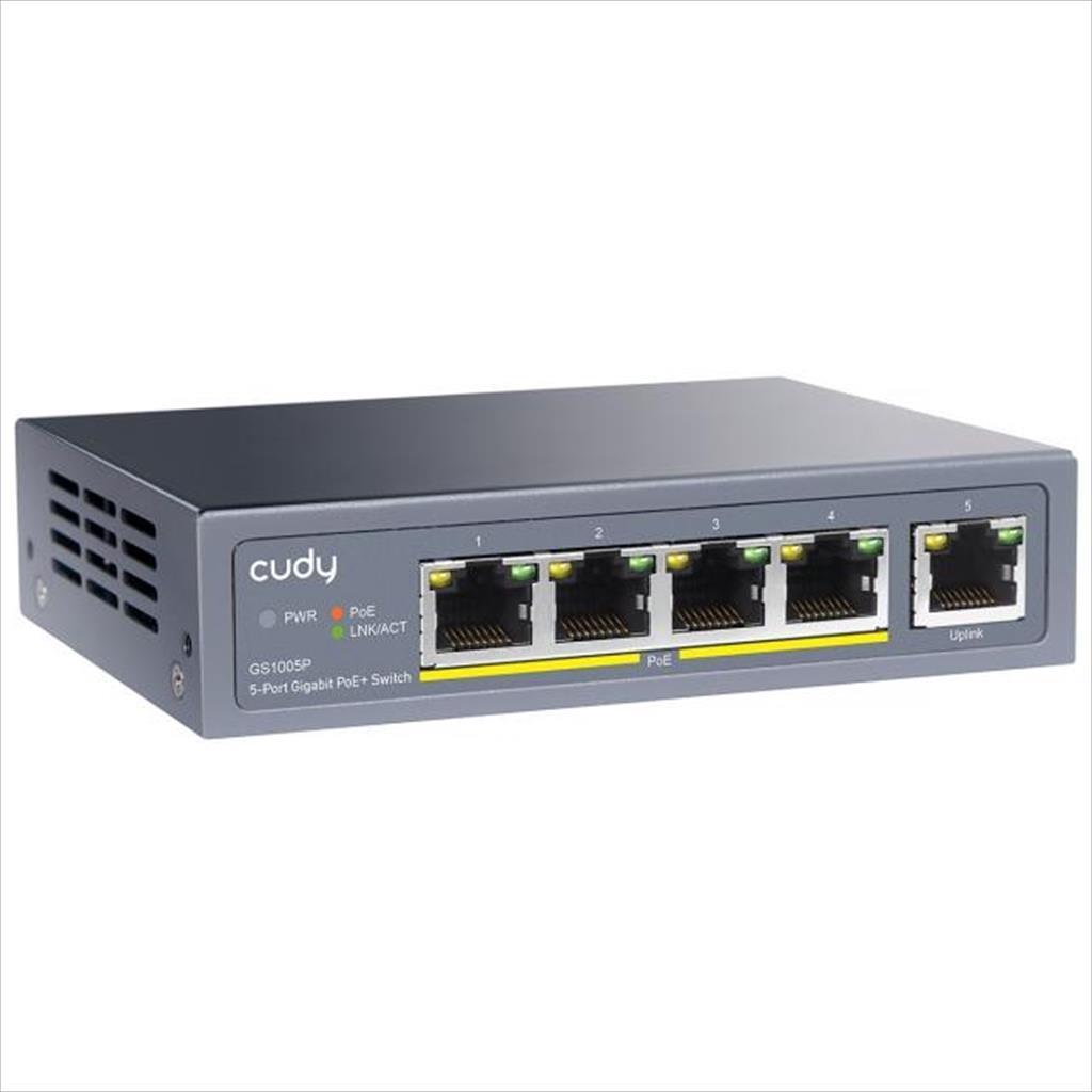 Cudy 60 GS1005P mrežni svič sa 5 gigabitnih portova 4xPOE+ Uplink