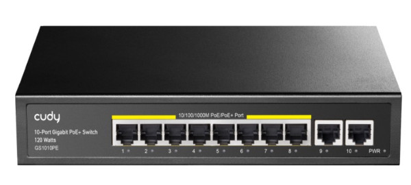 Коммутатор 10/100/1000 10-порт Cudy GS1010PE 8 Gbit PoE+ порт/2 Gbit Uplink порта 120W