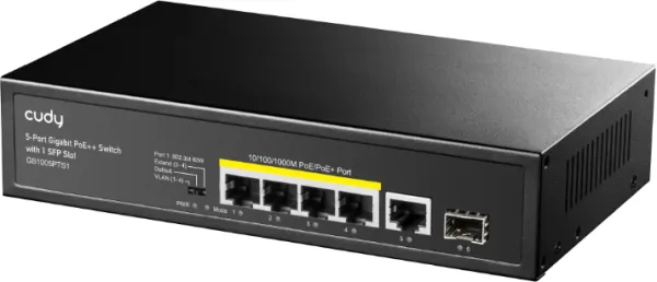 Cudy GS1005PTS1 Switch 5 Portova 4PoE+ 1RJ45, Crni