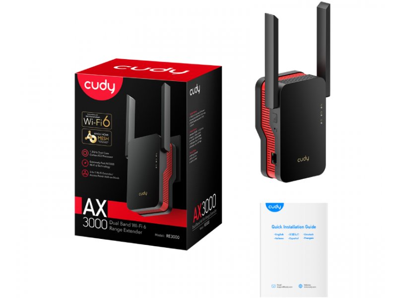 Cudy RE3000 AX3000 Range Extender Dual Band Wi-Fi 6