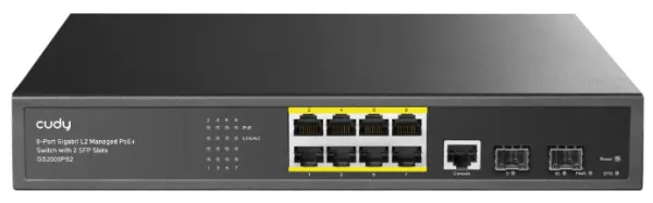 Cudy GS2008S2 Mrežni ruter 8-Port 2 sloja Managed Gigabit Switch 2 Gigabit SFP Slota
