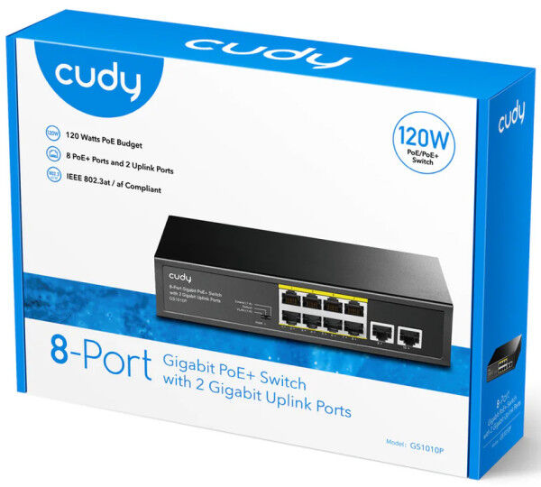 Cudy GS1010P 8-Port Gigabit PoE+ Switch with 2 Gigabit Uplink ports PoE 30W
