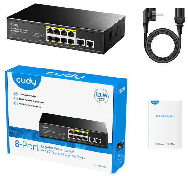 Cudy GS1010P 8-Port Gigabit PoE+ Switch with 2 Gigabit Uplink ports PoE 30W