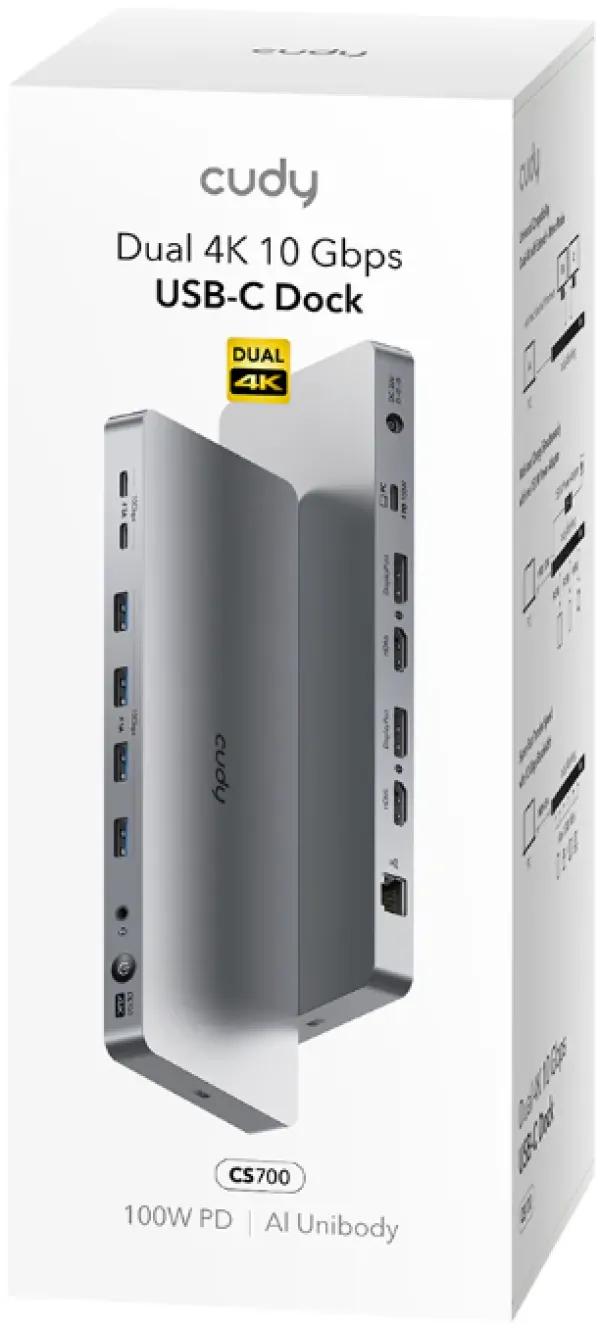 Cudy CS700 Docking Station 13u1 10Gbps USB-C Dual 4K 150W PSU