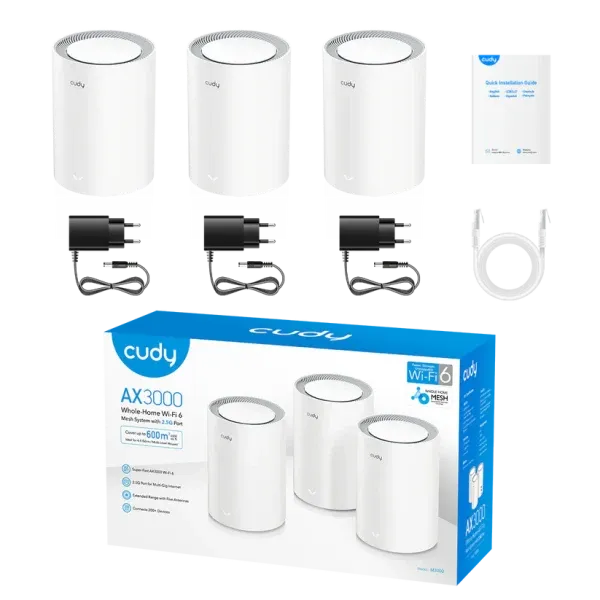 Cudy M3000 Whole Home Wi-Fi 6 Mesh System 2.5G Solution AX 3000 Dual Band 3 komada