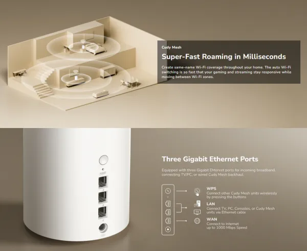 Cudy M3600 Mesh sistem Wi‑Fi 7 BE3600 2882 Mbps + 688 Mbps 1-Pack