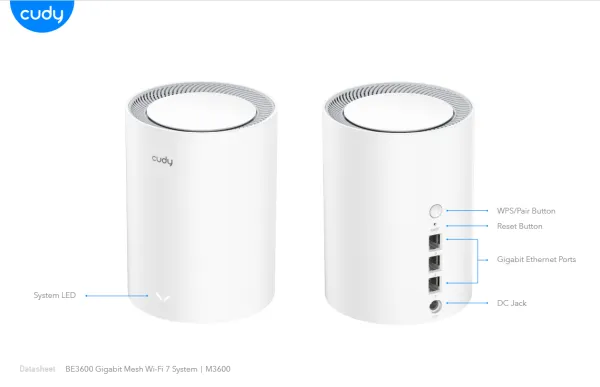 Cudy M3600 Mesh sistem Wi‑Fi 7 BE3600 2882 Mbps + 688 Mbps 1-Pack