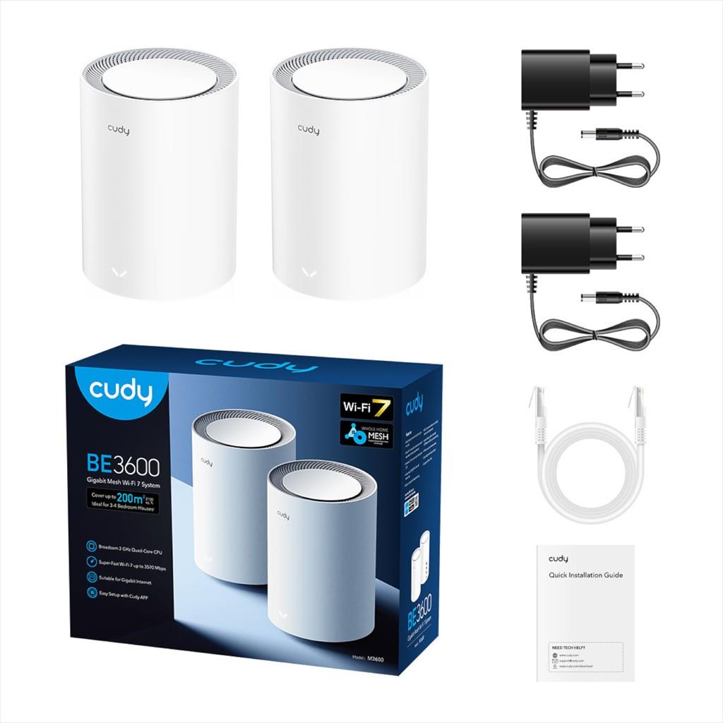 Cudy M3600 Mesh System ruter Wi-Fi 7 pakovanje od 2, Beli