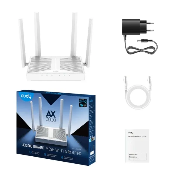 Cudy WR3000E Wireless Mesh Router WiFi 6 AX3000 EXT4x5dBi 1WAN 4LAN repeater AP MU-MIMO